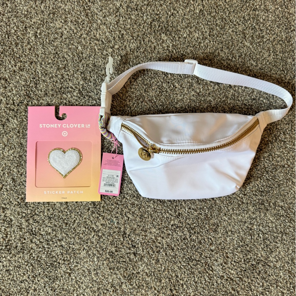 Stoney Clover for target white belt bag with white heart patch